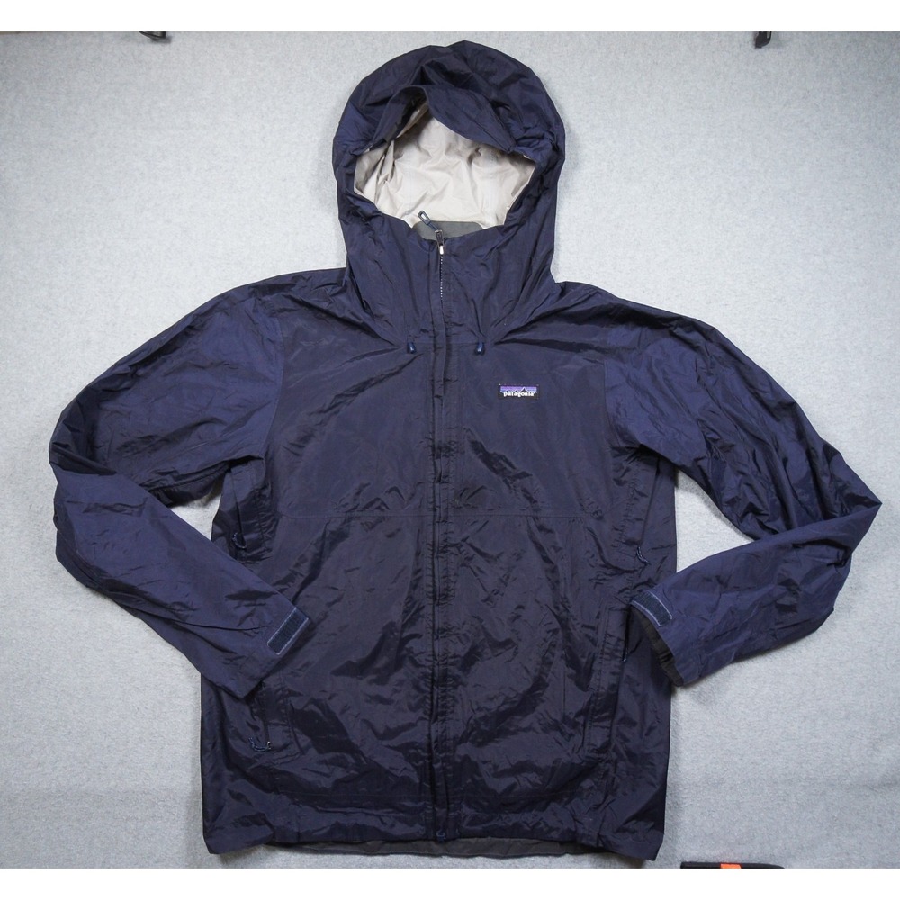 Patagonia Jacket Mens Medium Blue Windbreaker Torrentshell Outdoors Hooded